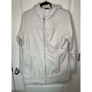 The North Face Cream Quilted Fleece Hoodie Coat Full Zip Large